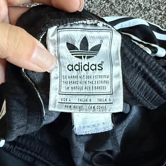 Adidas Black Joggers with White Stripes - Picture 2 of 3